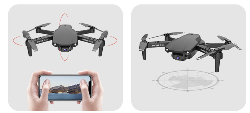 DRONE PIEGHEVOLE PRO 2 CON DOPPIA FOTOCAMERA HD