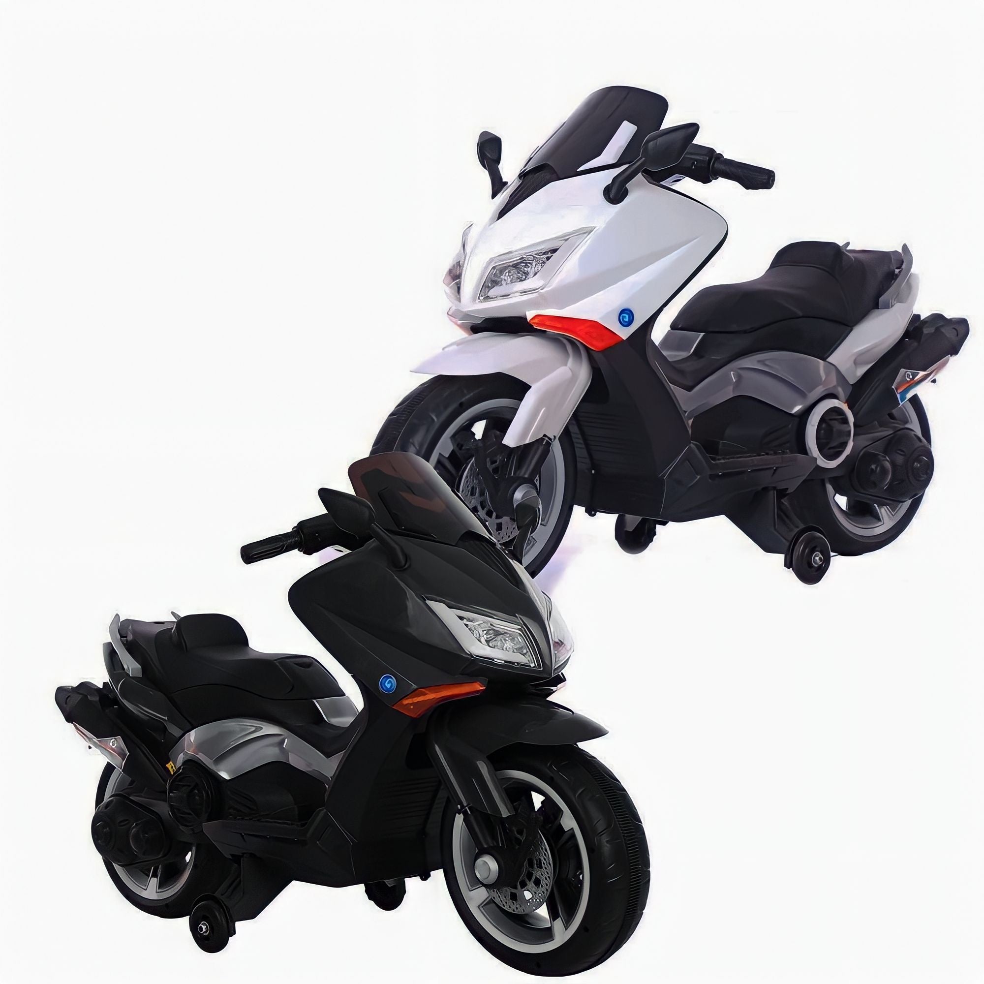 Moto Elettrica per Bambini Tmax 12V Nero Mp3 USB AUX Fari Luci LED