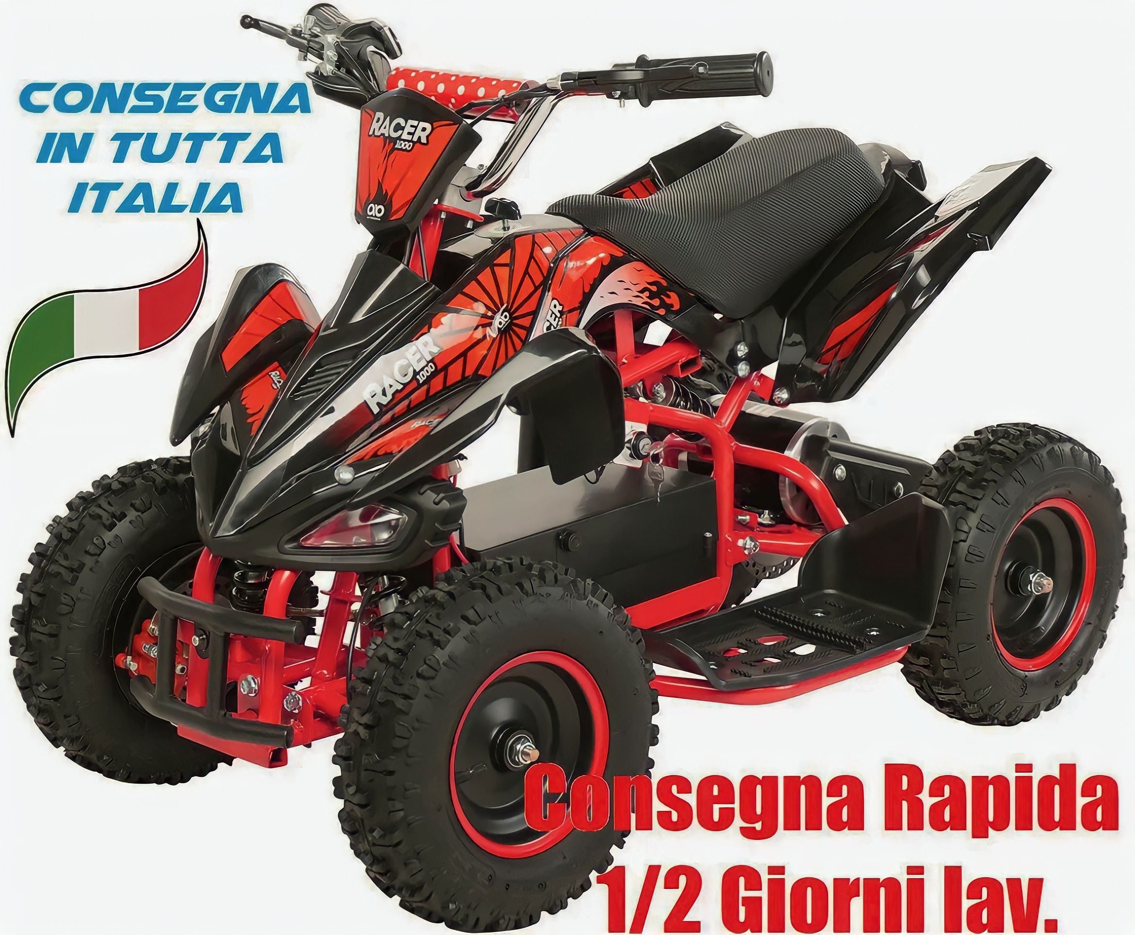 MINIQUAD ELETTRICO 800 W RACING CON LUCI RETRO RUOTA 6