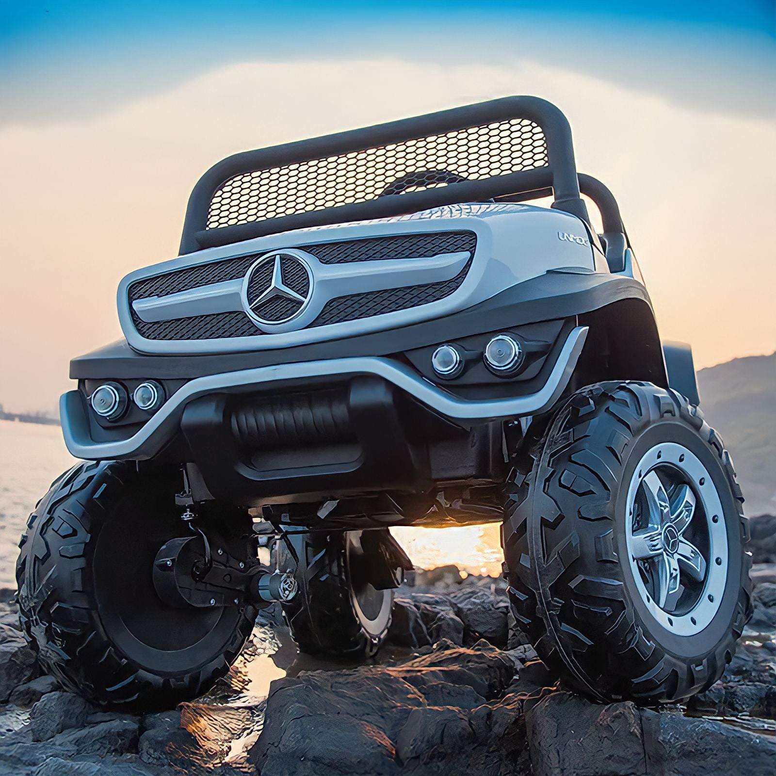 macchina elettrica 2 posti 24V per bambini mercedes UNIMOG