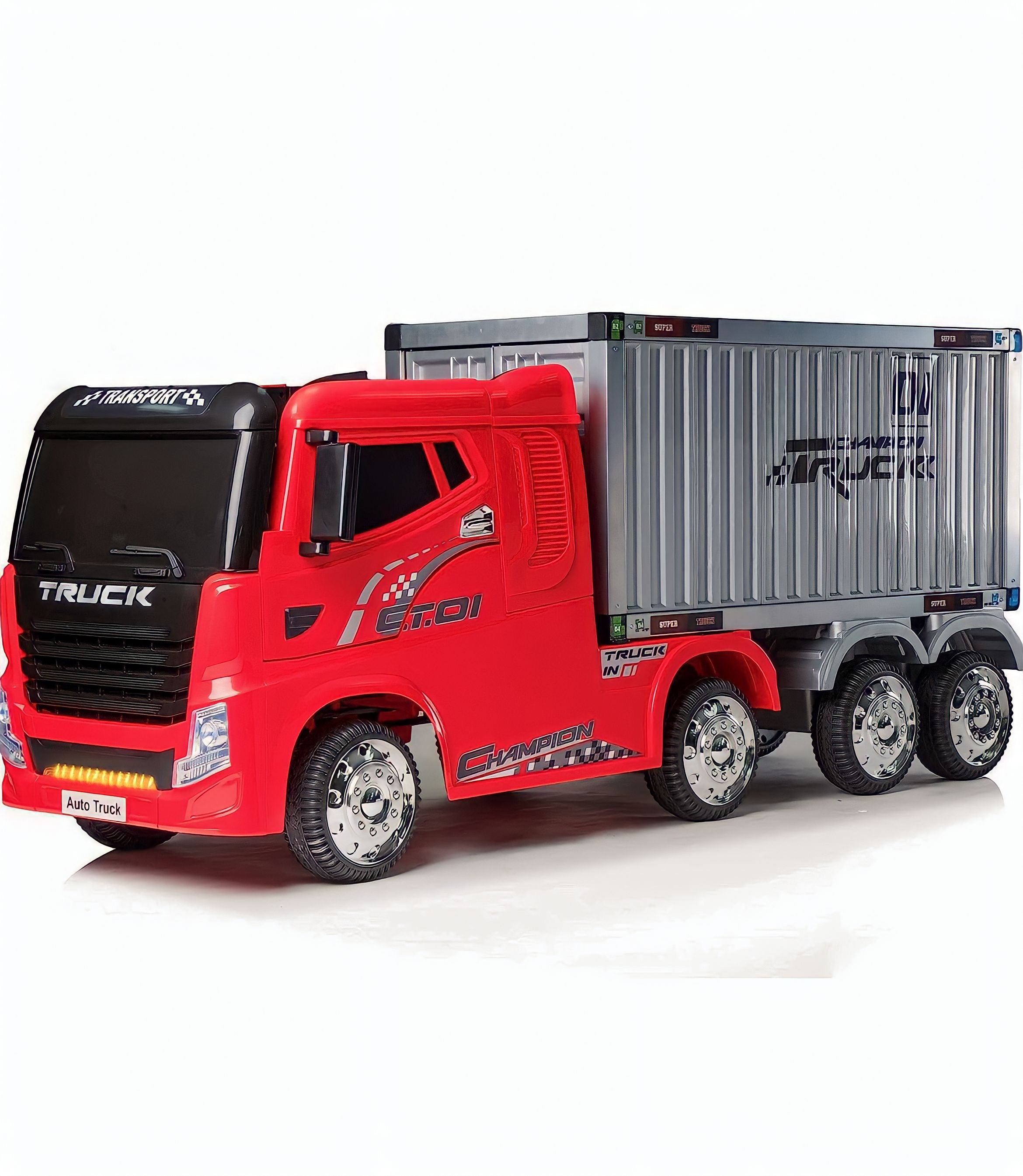 Camion container elettrico bambini 12v telecomando 4 potenti motori