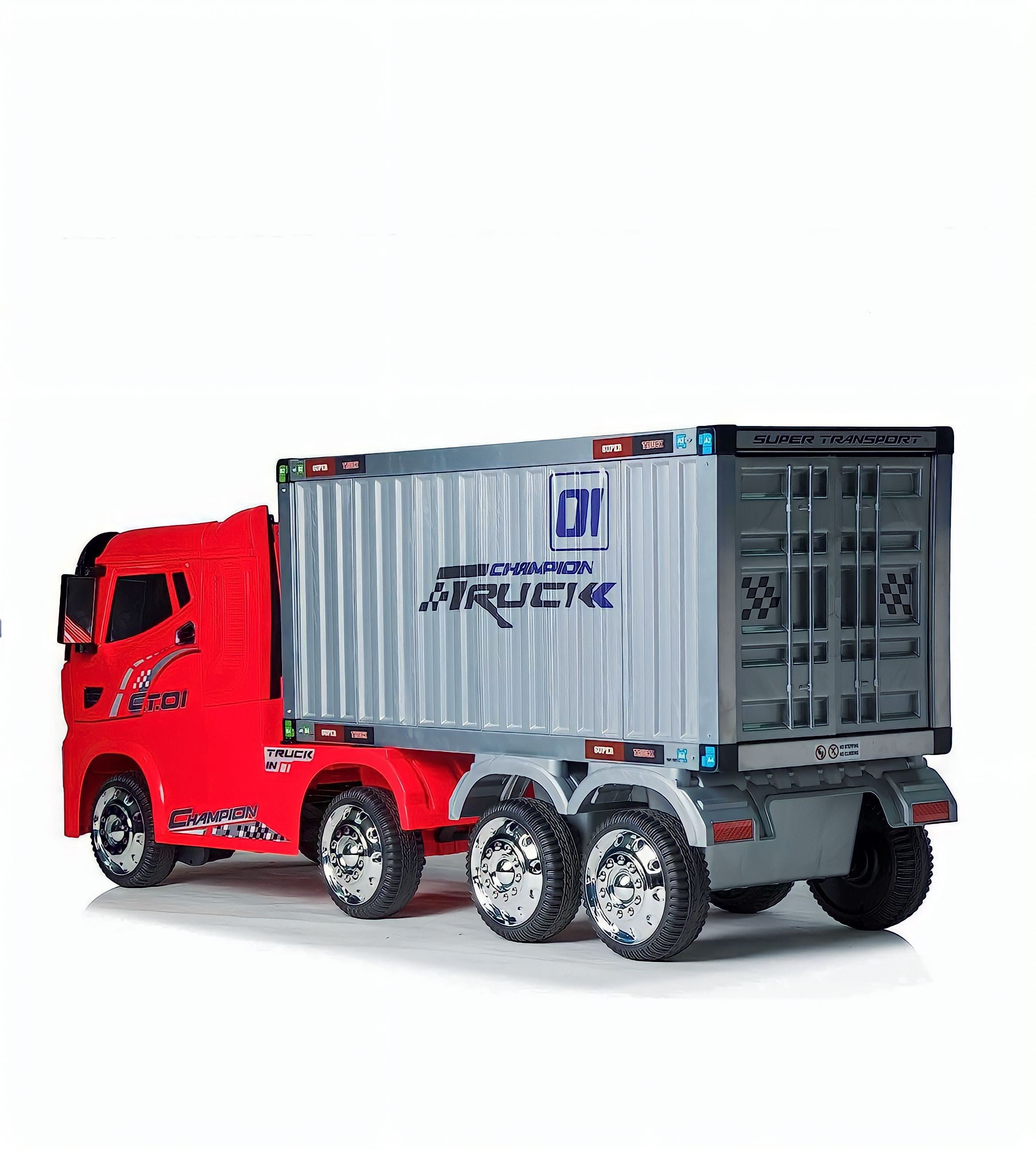 Camion container elettrico bambini 12v telecomando 4 potenti motori
